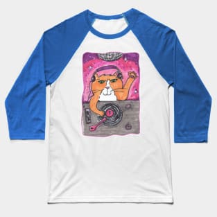 Cool Dj Cat Marker Art Illustration Baseball T-Shirt